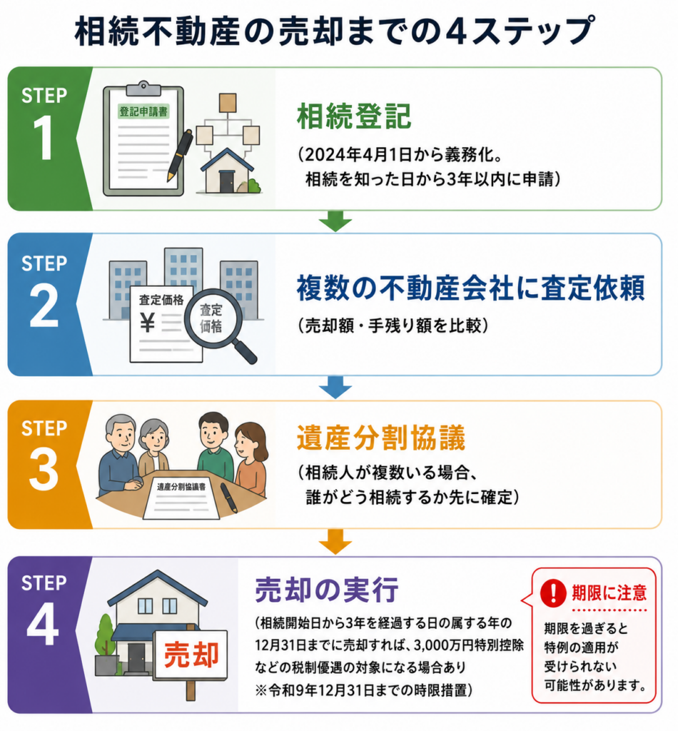 相続不動産売却までの4ステップ