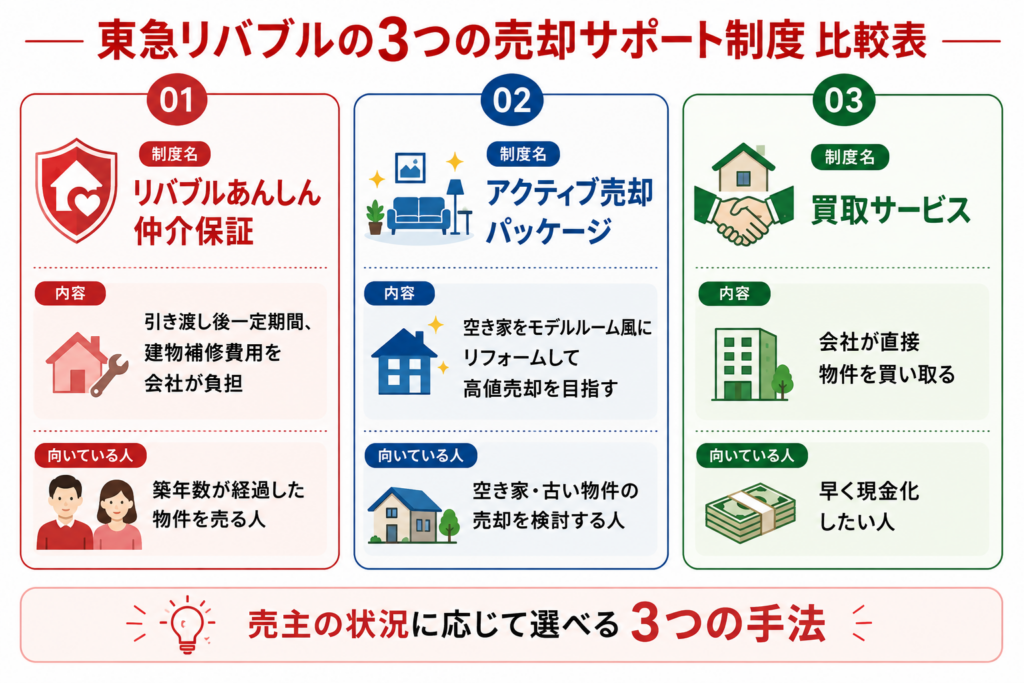 東急リバブル3つの売却サポート制度
