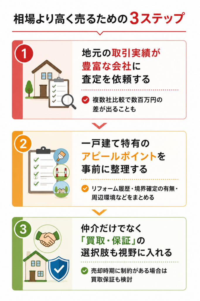 相場より高く売るための3ステップ